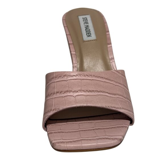 Steve Madden Women’s Size 8.5 M Veles Wedge Sandal Pink Croco - Picture 1 of 12